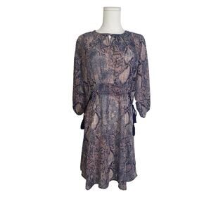Floreat Women Snake Skin Pattern Lightweight Sheer Casual Dress XS Anthropologie